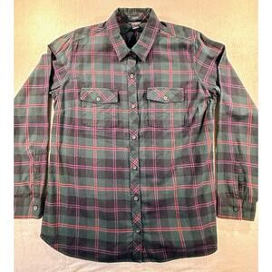 Eddie Bauer Womens Top Large Multicolor Check Classic Fit Collared Button up